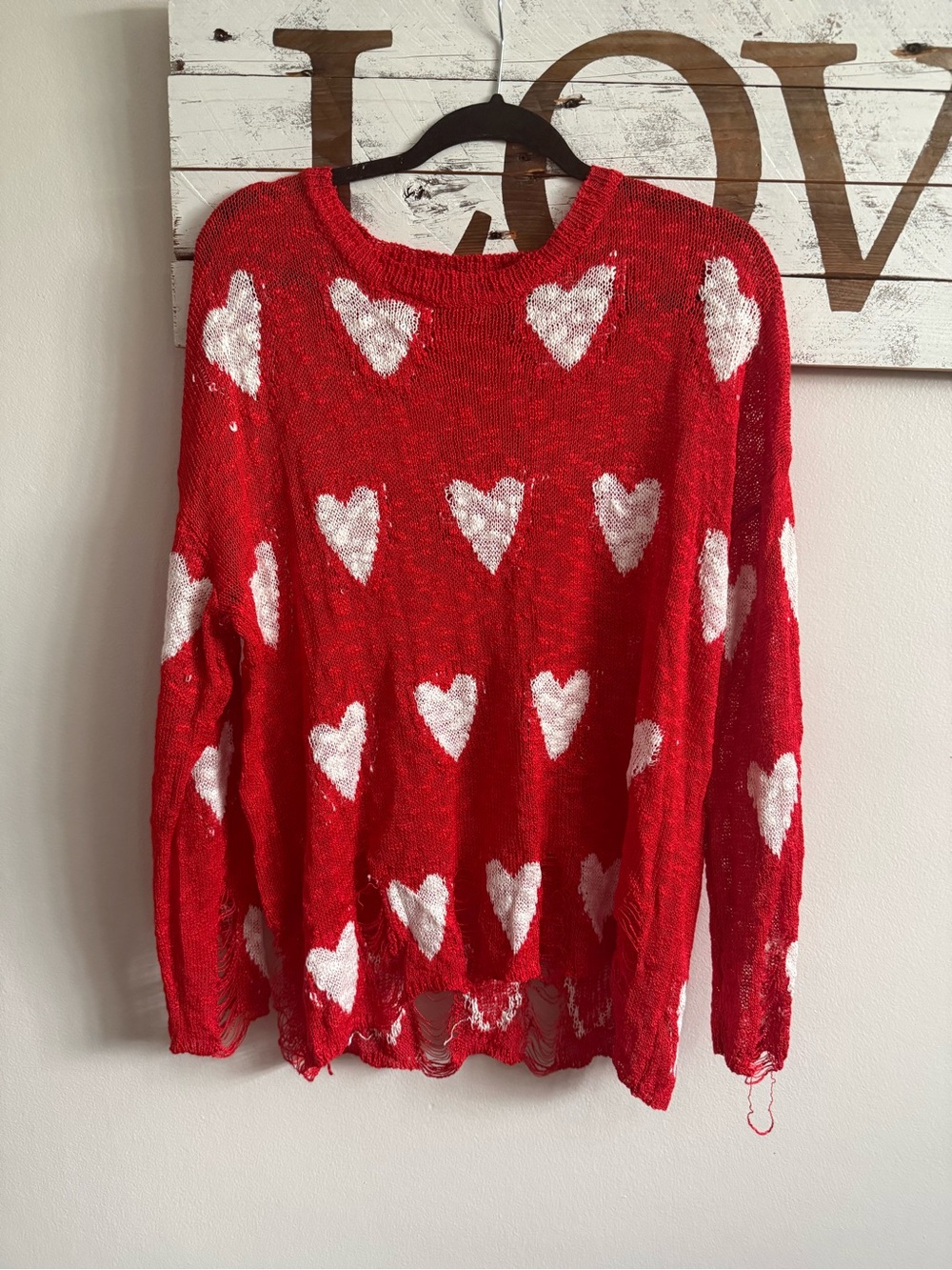 BiBi Red Sweater with White Heart Motif Valentine’s Day